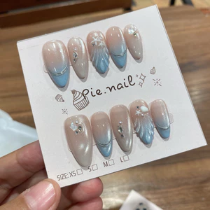 489. nailbox mắt mèo, ombre xanh nhạt, sao biển