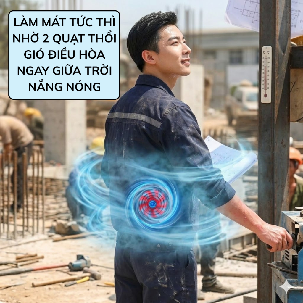 Áo điều hòa Nhật Bản chính hãng, pin quạt áo điều hòa 98000mah hoạt động 12-14h làm mát liên tục