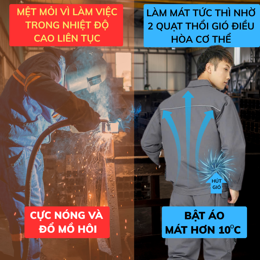 Áo điều hòa Nhật Bản chính hãng, pin quạt áo điều hòa 98000mah hoạt động 12-14h làm mát liên tục