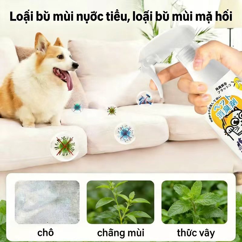 Không gian sạch mùi xịt khử mùi thú cưng, dùng cho lồng thú, phòng kín, khu nuôi thú - mua 1 tặng 1