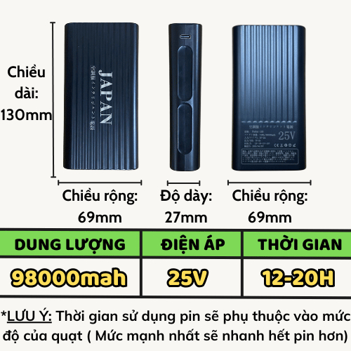 Áo điều hòa Nhật Bản chính hãng, pin quạt áo điều hòa 98000mah hoạt động 12-14h làm mát liên tục