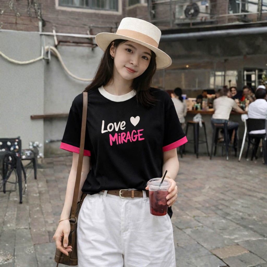 Áo Thun Họa Tiết In Chữ Tay Phối, Chất Cotton Thoáng Mát, Có Kèm Hình Thật.