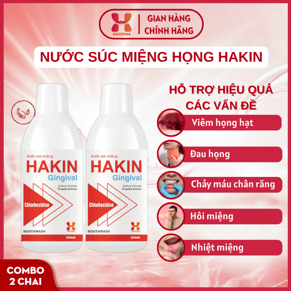 [ COMBO 2 CHAI ] Nước Súc Miệng HAKIN - Làm sạch khoang miệng, răng, nướu ,hơi thở thơm mát