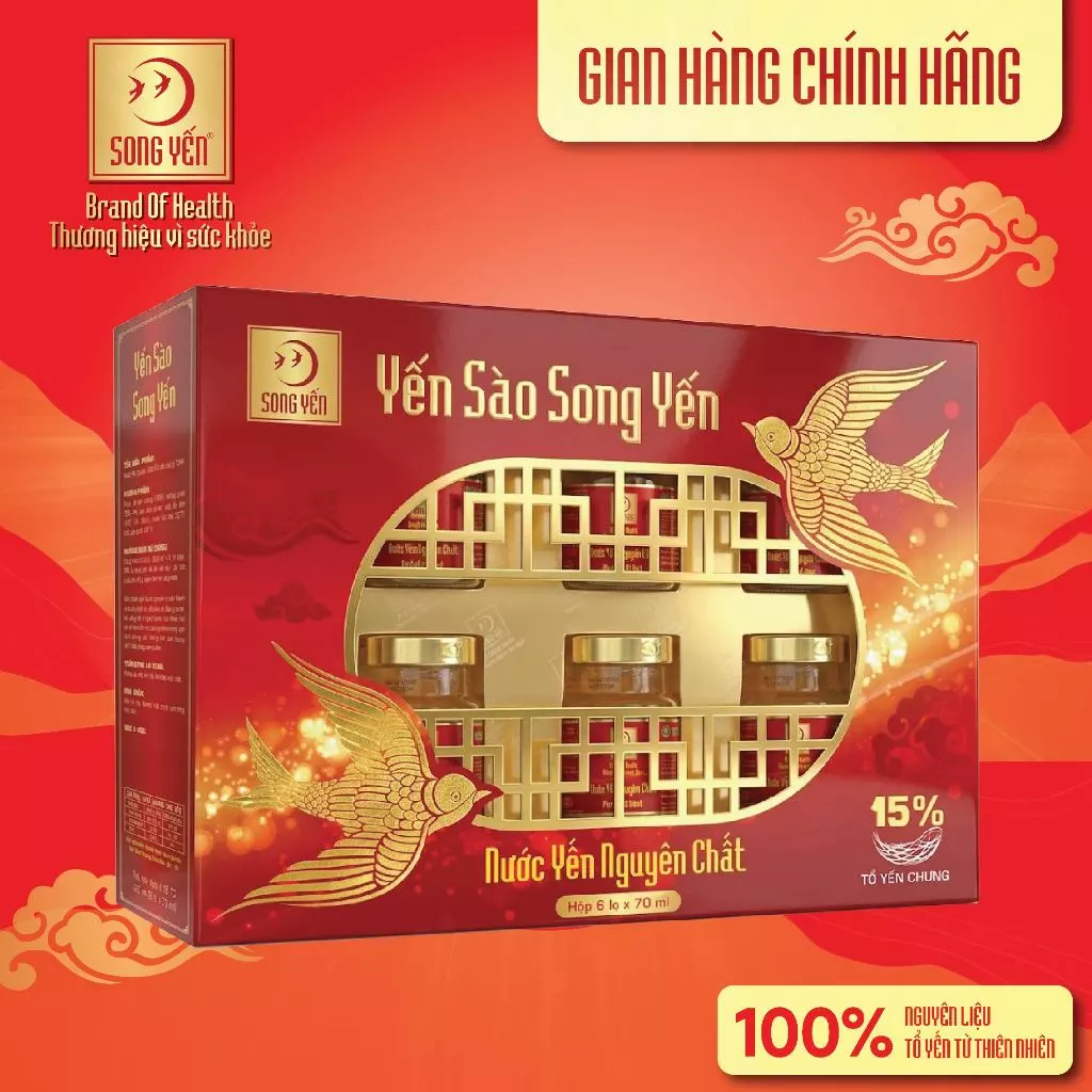 Nước Yến Nguyên Chất 15% Song Yến Combo Lốc 6 Lọ