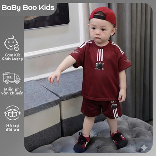Set Bộ Thể Thao Trẻ Em Màu Đỏ Đô, Bộ Quần Áo Thông Hơi Thoáng Mát Mùa Hè Bé Trai Bé Gái 7-15kg (A02)
