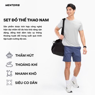 Set Bộ Đồ Thể Thao Nam MENTORIS Basic Áo Coolmax Và Quần Short Vải Gió Thoáng Mát MBT02