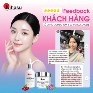 Combo Kihasu Mini Serum và Kem Dưỡng Collagen Dưỡng Trắng Da Mờ Nám Ngăn Lão Hóa Bộ Dùng Thử