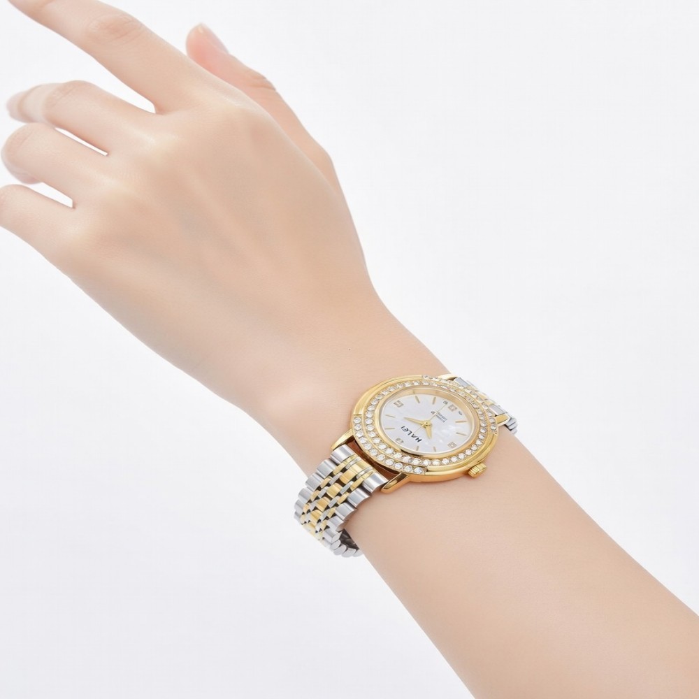 Đồng Hồ Nữ Halei HL5032 Mặt Tròn 28mm Dây Thép Không Gỉ Máy Nhật Chống Nước 3ATM Thời Trang Cao Cấp