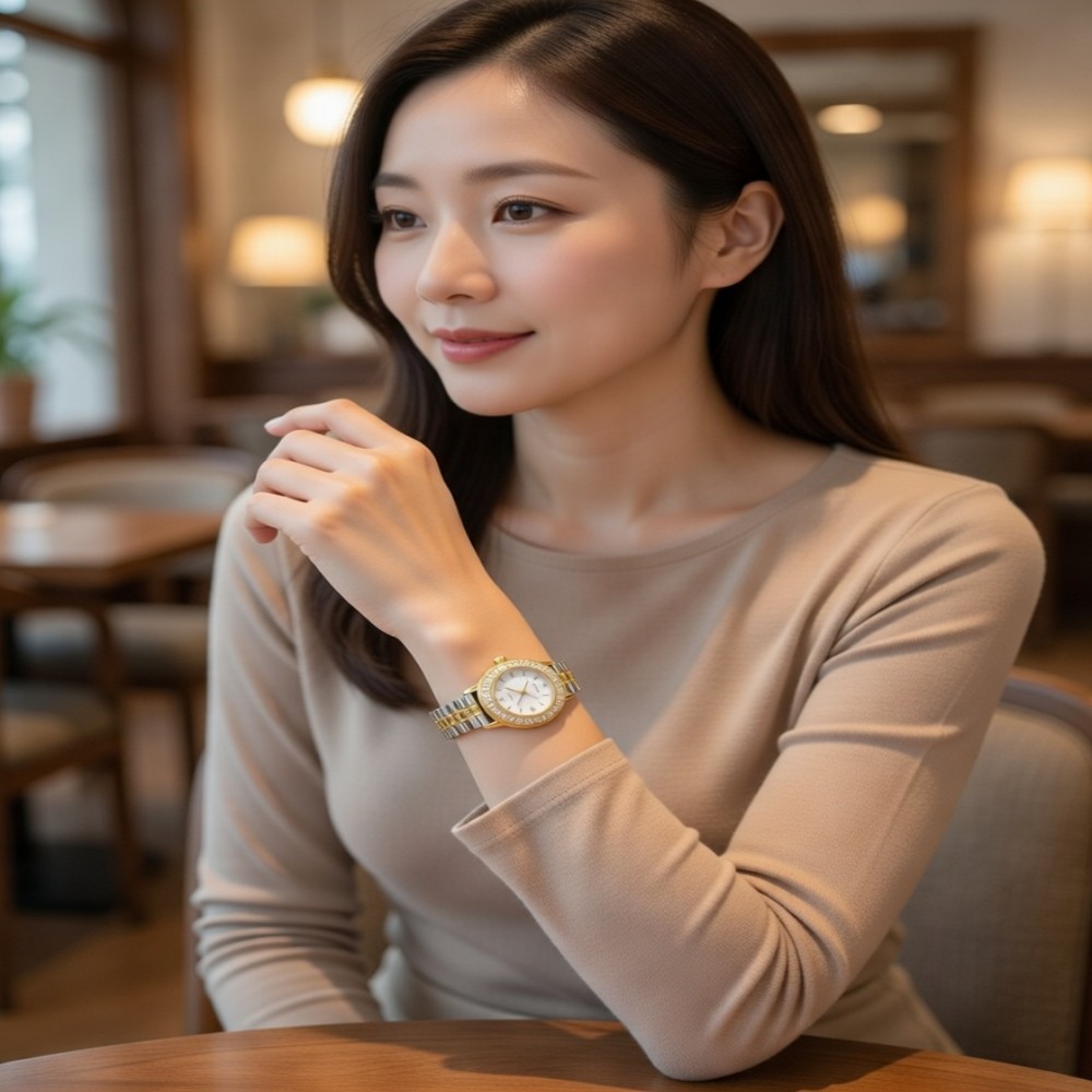 Đồng Hồ Nữ Halei HL5032 Mặt Tròn 28mm Dây Thép Không Gỉ Máy Nhật Chống Nước 3ATM Thời Trang Cao Cấp
