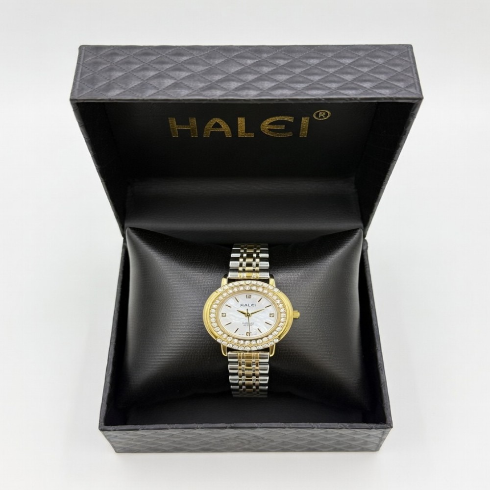 Đồng Hồ Nữ Halei HL5032 Mặt Tròn 28mm Dây Thép Không Gỉ Máy Nhật Chống Nước 3ATM Thời Trang Cao Cấp