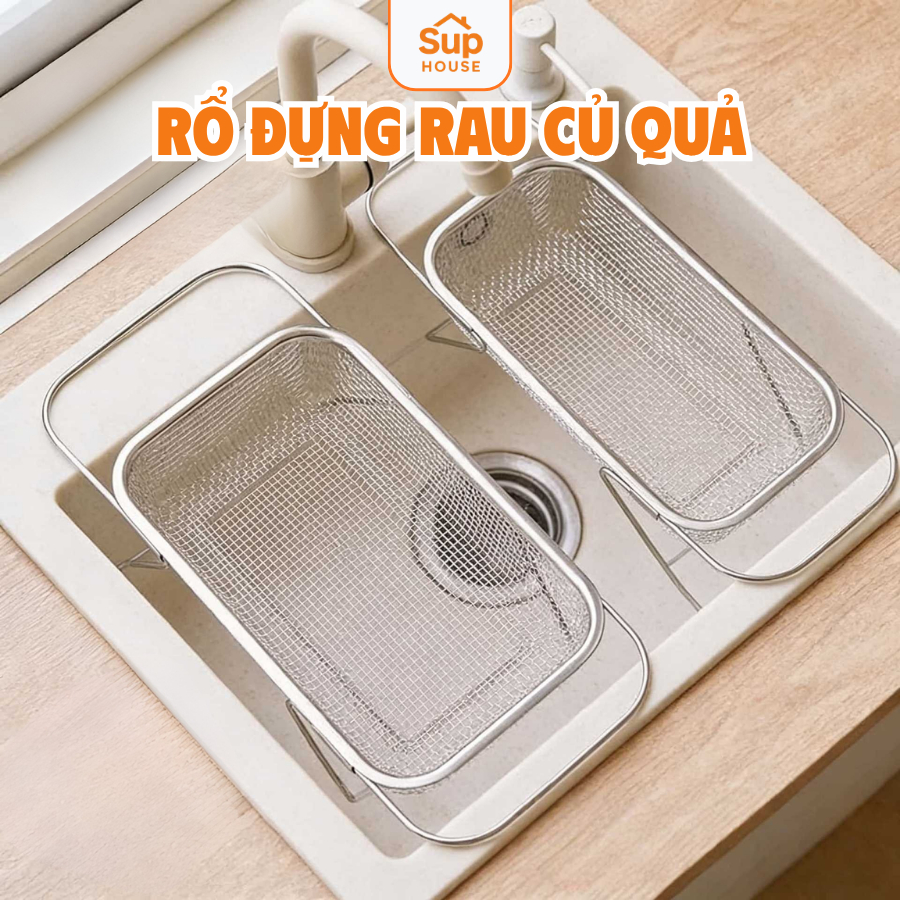 Rổ Inox 304 Kéo Giãn Đa Năng Cho Bồn Rửa – Rổ Rửa Rau, Úp Chén Bát ...
