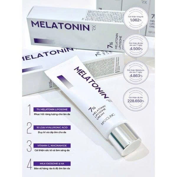 Kem Dưỡng Maxclinic 7% Melatonin Liposome Cream RX Phục Hồi Da Trẻ Hóa Dưỡng Sáng Tăng Đàn Hồi 50ml