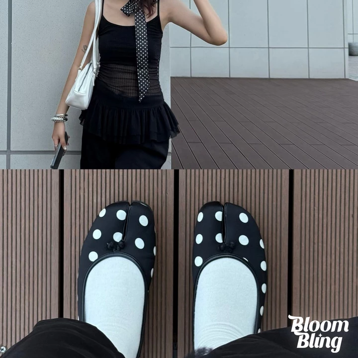 Giày búp bê móng ngựa Tabi Shoes by BloomBling - Giày búp bê móng ngựa mũi chẻ nữ đế bệt không quai da mềm cao cấp