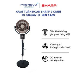 Quạt Tuần Hoàn Sharp PJ-CD433V-H - DC Inverter, Điều Khiển Giọng Nói Tiếng Việt, 99 Cấp Độ Gió, Ion Âm, Remote - BH 12T