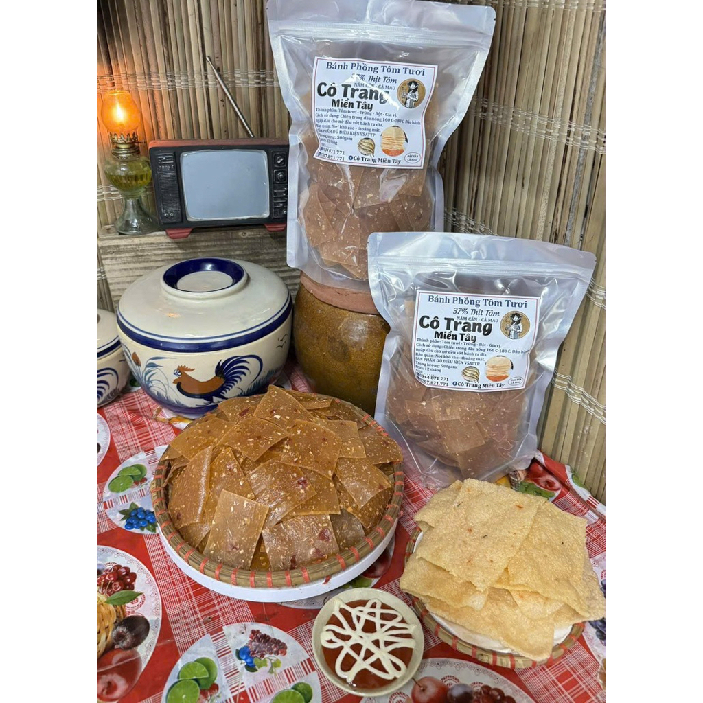 BÁNH Phồng 🦐🦐 TƯƠI CÔ TRANG MIỀN TÂY ĐẶC SẢN NĂM CĂN -CÀ MAU “Túi Zip 500gram”