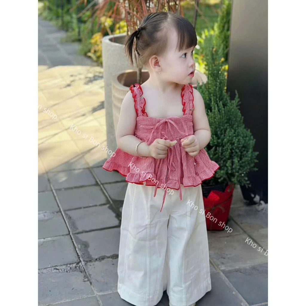 (Bon Kids) A931 Set Áo 2 Dây Quần Xuông Đi Chơi Đi Học Cho Bé 6-25kg