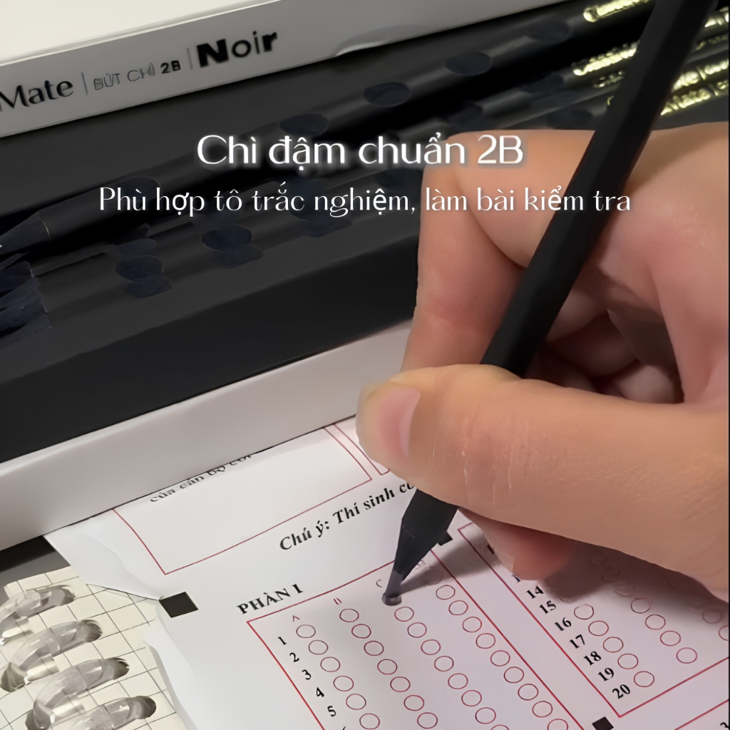 Hộp 10 Bút Chì NoiR Classmate Bút Chì 2B Đậm Chuẩn 2B Ngòi Chì Cứng Khó Gãy Chì Mịn Bé Tập Viết, Học Sinh Tô Trắc Nghiệm