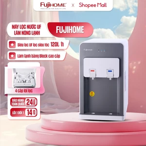Máy lọc nước nóng lạnh mini để bàn Fujihome nhập khẩu, 4 cấp lõi lọc từ nguồn gia đình,màng siêu lọc UF Kortech Hàn Quốc