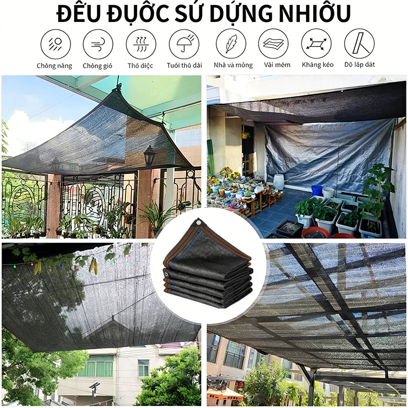 Lưới Che Nắng Chống Tia UV 85% Bạt Che Nắng Mái Hiên Ngoài Trời Lưới Chống Nắng Cho Cây Che Nắng Ô Tô Đa Năng