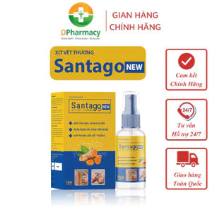 Santago NEW xịt vết thương hỗ trợ vết thương giúp cầm màu kháng khuẩn, Chai 15ml