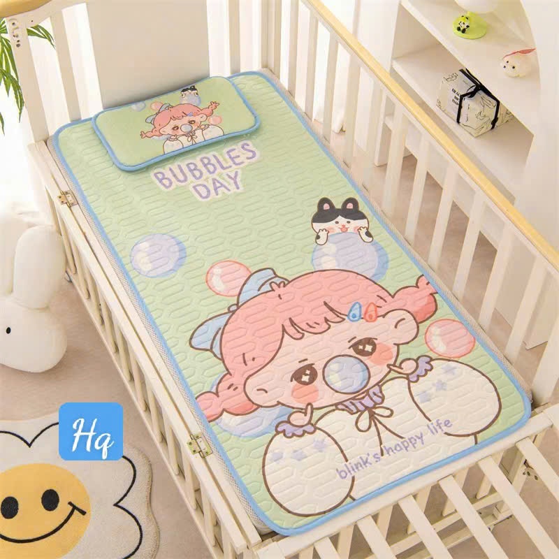 Chiếu Điều Hòa Tặng Kèm Gối Cao Su Non 5D Chất Vải Tencel Thoáng Mát Cho Bé Từ Sơ Sinh BB16