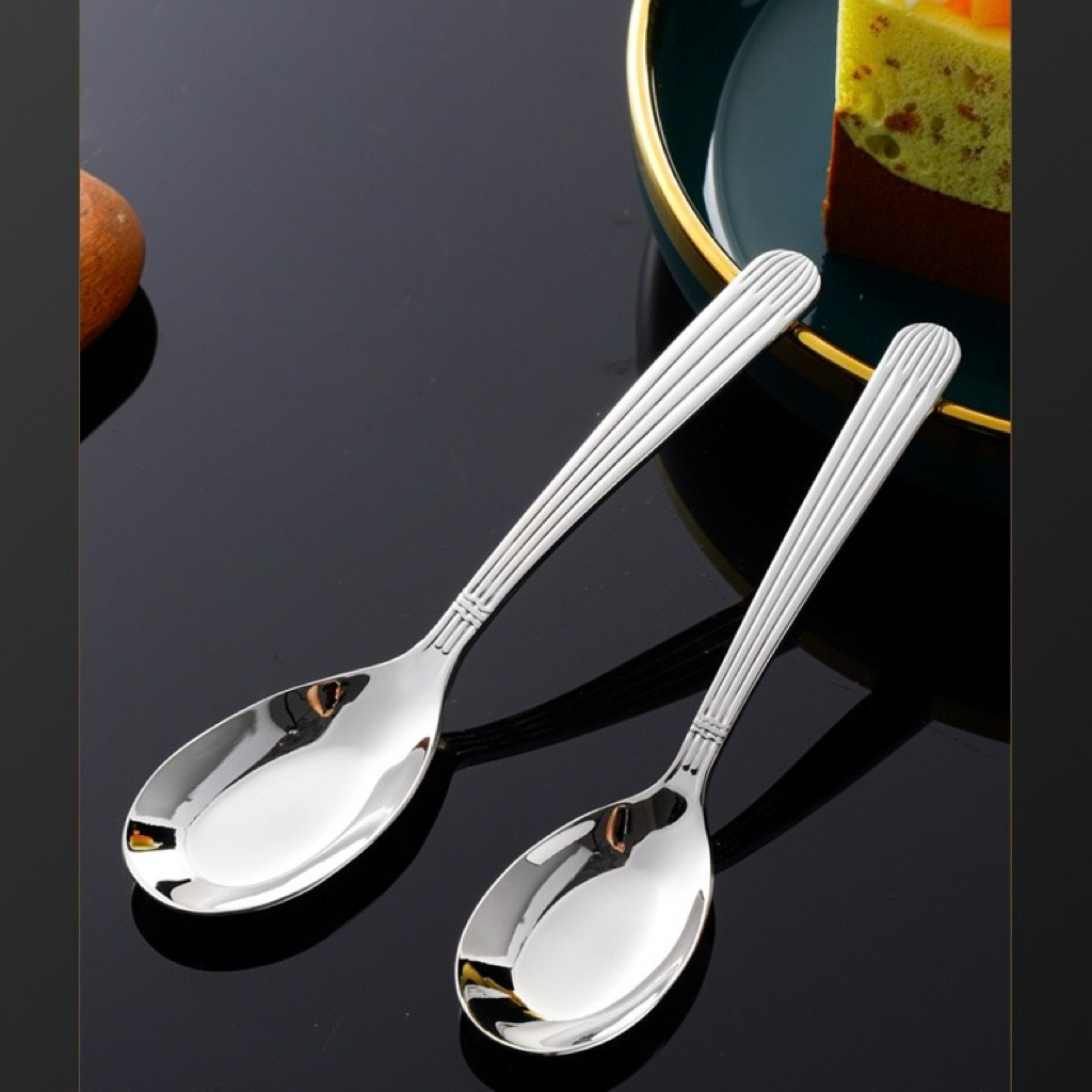 Thìa Inox 304 Ăn Cơm, Phở, Súp – Thiết Kế Cán Vân Thẳng Sang Trọng, Lòng Sâu, Cao Cấp - M662
