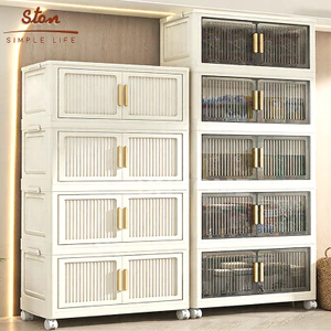 STON Tủ Nhựa Đựng Đồ Gấp Gọn Phòng Ngủ Tủ Quần Áo Chống Bụi Côn Tủ đựng đồ cao cấp kệ để đồ có bánh xe