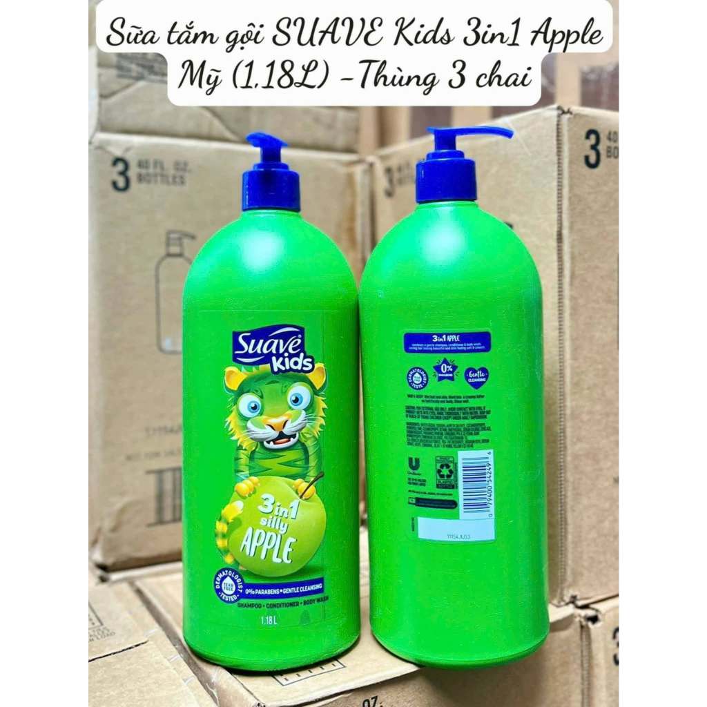 Dầu tắm gội xả Suave Kids 1.18L 3in1 USA
