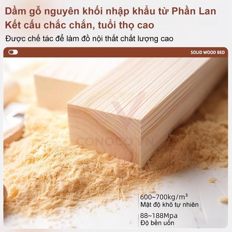 Giường Ngủ CONOCO Bọc Da Hiện Đại Khung Gỗ Chắc Chắn Không Gầm Chống Ồn Cao Cấp (1m2/1m5/1m8)