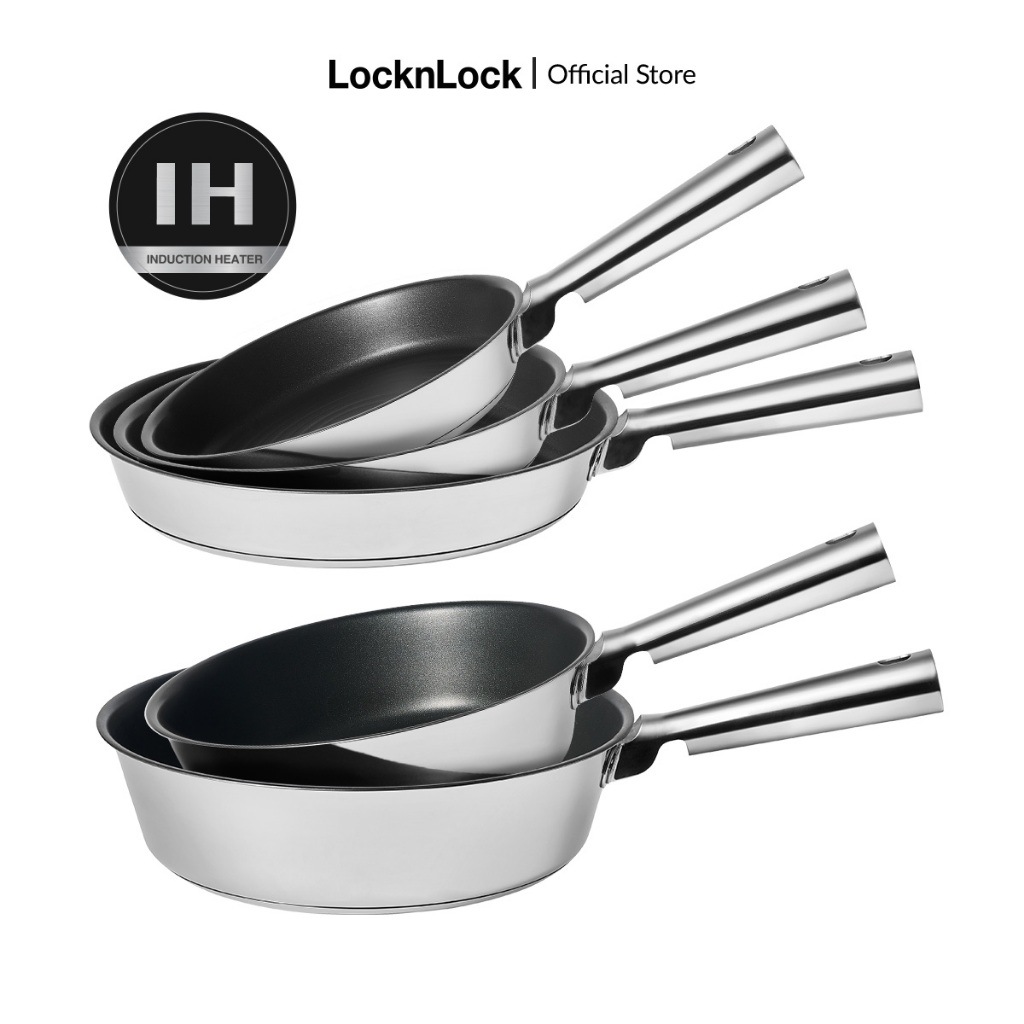 Chảo sâu lòng bằng thép không gỉ chống dính 3 lớp LocknLock SUIT STS bếp từ, điện, hồng ngoại K-MALL