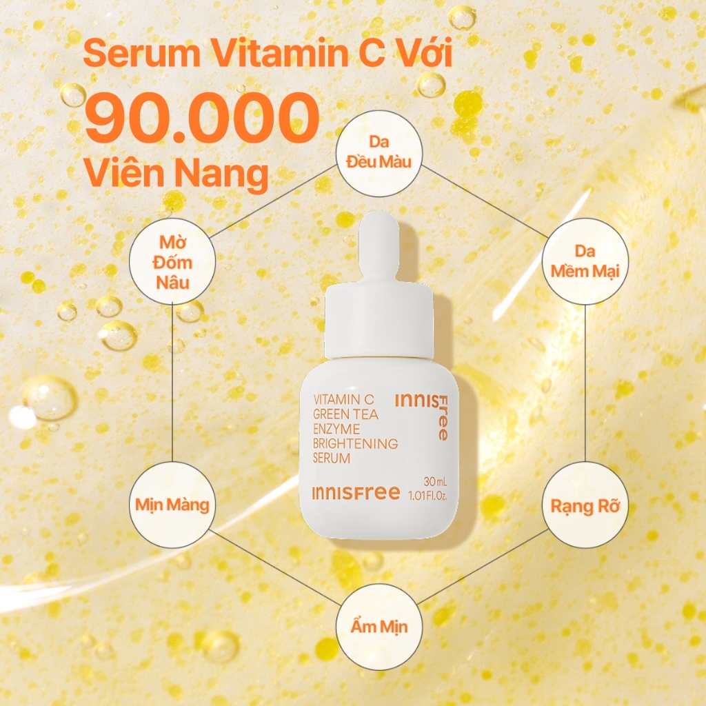 INNISFREE x KOL serum Vitamin C sáng da, mờ thâm mụn INNISFREE Green Tea Enzyme Brightening Serum 30ml