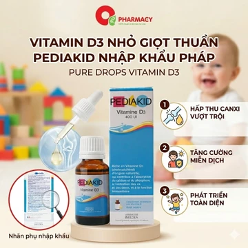 (Pháp) Pediakid Vitamin D3 Bổ Sung Vitamin D3 Thuần Cho Bé Từ Sơ Sinh Nhập Khẩu Pháp