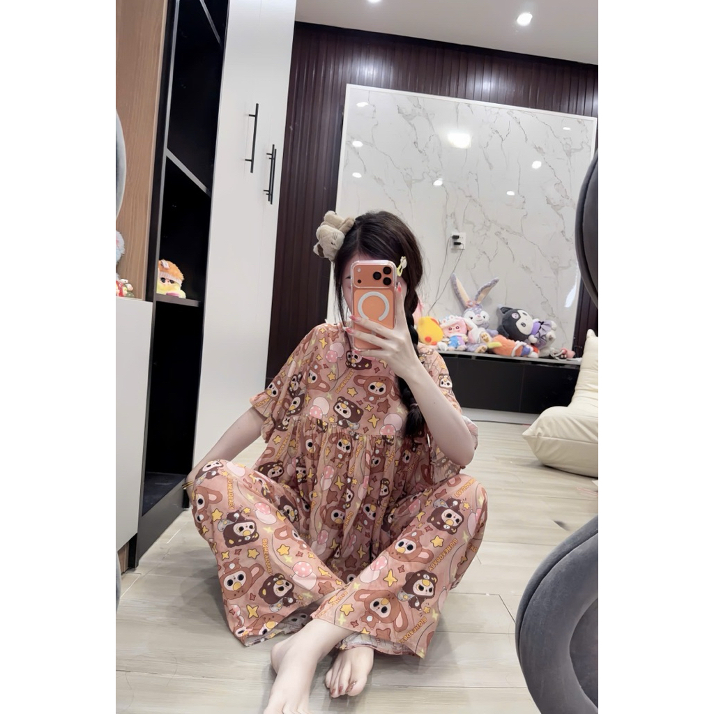 Tole Babydoll Tay Ngắn Quần Dài Xinh Có 2 Size