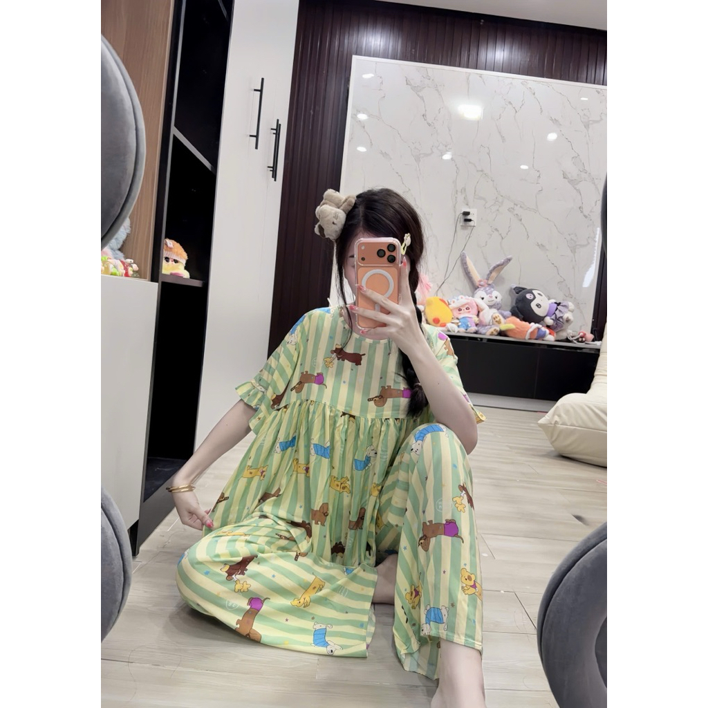 Tole Babydoll Tay Ngắn Quần Dài Xinh Có 2 Size