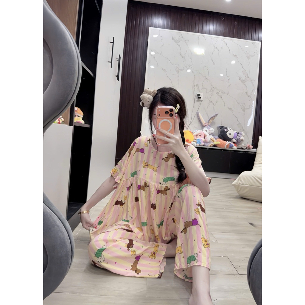 Tole Babydoll Tay Ngắn Quần Dài Xinh Có 2 Size