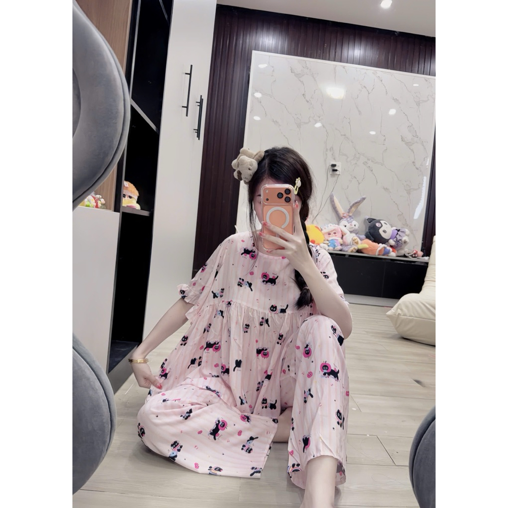 Tole Babydoll Tay Ngắn Quần Dài Xinh Có 2 Size