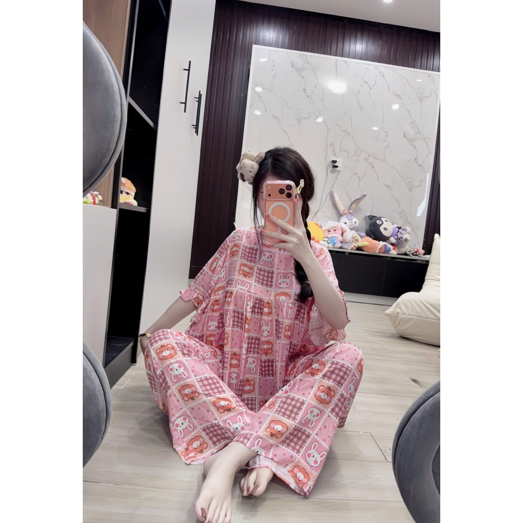 Tole Babydoll Tay Ngắn Quần Dài Xinh Có 2 Size