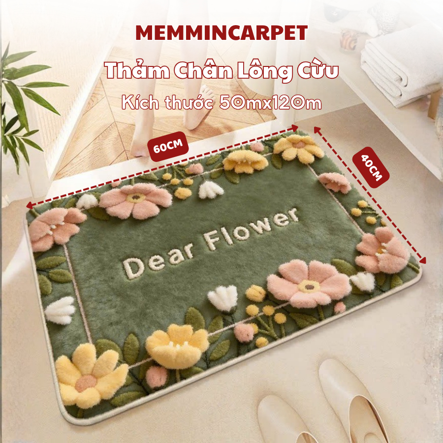 Thảm lau chân lông cừu, thảm chùi chân 50 mẫu thiết kế siêu thấm - 40cm x 60cm- Memmincarpet - TH106