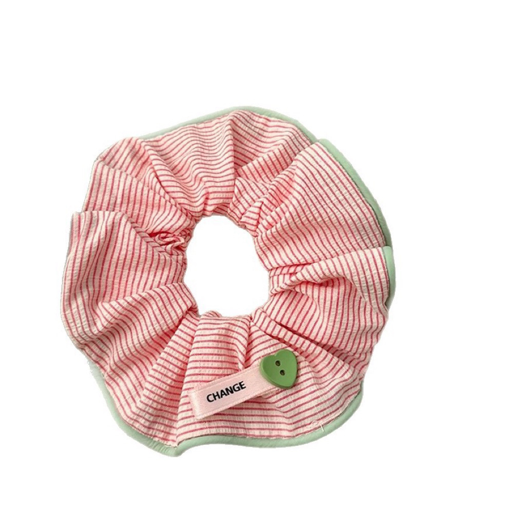 Dây buộc tóc vải nữ phong cách học viện retro đính nút cao cấp, bờm tóc thời trang hot trend dễ phối đồ