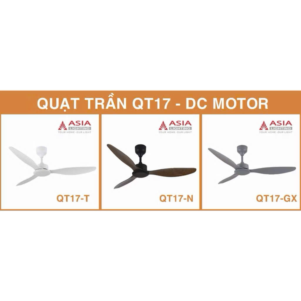 [CHÍNH HÃNG] Quạt trần 3 cánh(Cao Cấp) ASIA động cơ DC 55W(lõi đồng), sải cánh 1420 nhựa ABS, Bảo hành 24 Tháng
