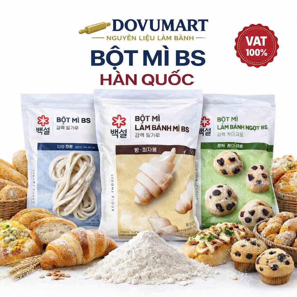 BỘT MÌ HÀN QUỐC BS 1KG – NGUYÊN LIỆU LÀM BÁNH CHUẨN TIỆM BÁNH 🍞🇰🇷