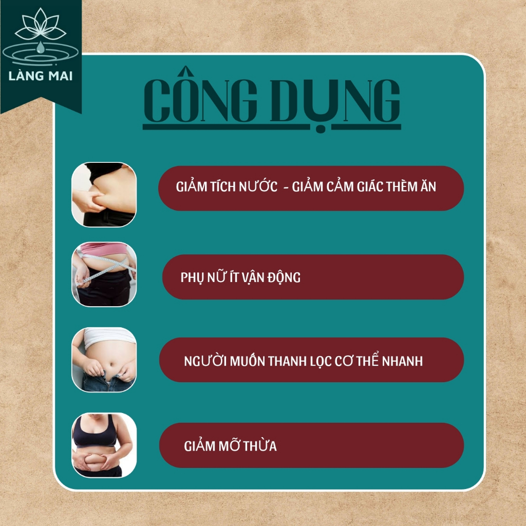 Viên Giảm Mỡ (Tiêu mỡ Giảm cân) - Làng Mai - Detox thải mỡ bụng, đùi giúp nhẹ người, điều chỉnh cân nặng.