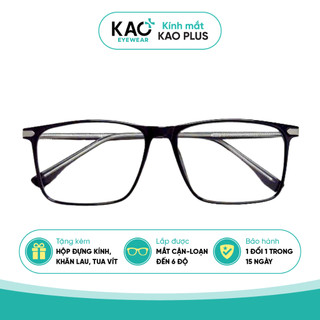 Gọng kính nhựa vuông dẻo nhẹ, kính cận thời trang nam cao cấp KAO Plus B0314
