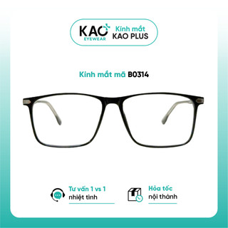 Gọng kính nhựa vuông dẻo nhẹ, kính cận thời trang nam cao cấp KAO Plus B0314