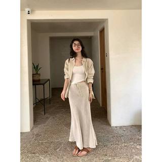 𝗖𝗮𝗿𝗮 𝗦et - |LY LINEN| - Chân váy Linen đuôi cá + Áo sơ mi