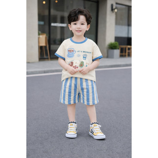 Set Bé Cộc Cotton 4 Chiều Brunch Kẻ Sọc Dễ Thương size 9-25kg
