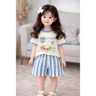 Set Bé Cộc Cotton 4 Chiều Brunch Kẻ Sọc Dễ Thương size 9-25kg