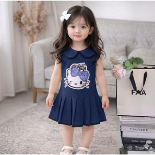 Đầm Bé Gái Kitty Viền Đen Dễ Thương – Chất Thun Cá Sấu Mềm Mát SIZE 9-33KG
