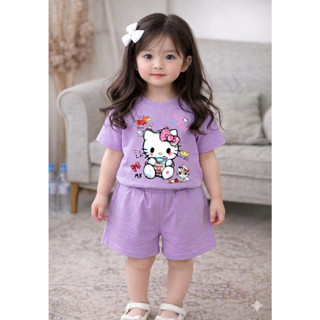 Bộ Đồ Hello Kitty Chất Cotton Thấm Hút Mồ Hôi Siêu Co Giãn size 9-43kg