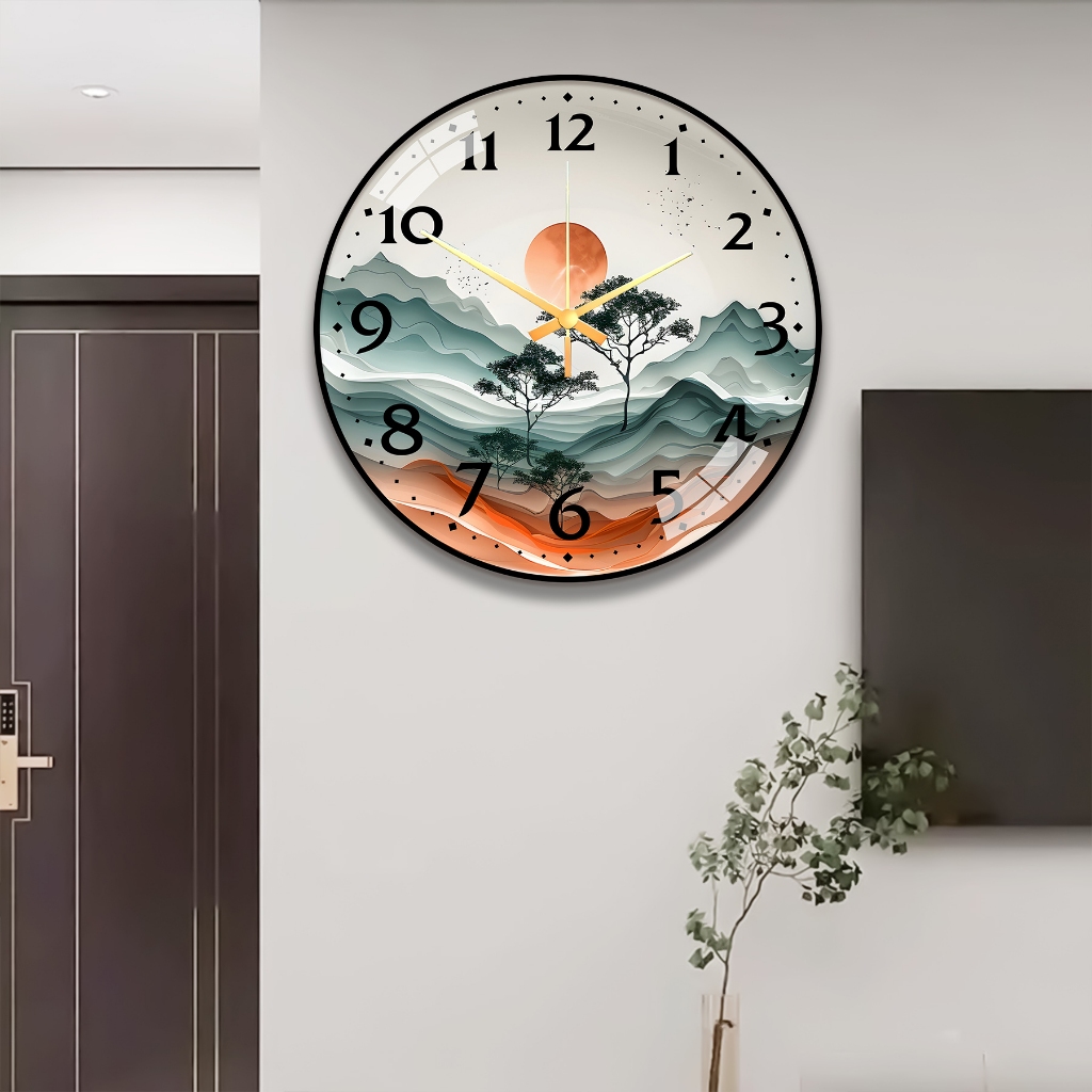 Đồng Hồ Tròn Tráng Gương Kim Trôi. Tranh in UV5D Cao Cấp - Gỗ MDF Phủ Melamine 2 Lớp! - Top Decor